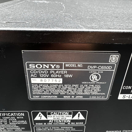 Sony DVP-C650D 5-Disc CD DVD Video Player Changer Digital  Tested