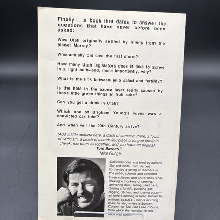 SIGNED Tom Barberi Book- “barberi Attempts To… Legalize Adulthood I’m Utah”