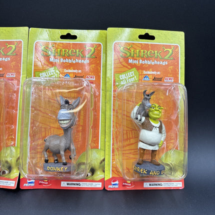 Full 2003 Collection 4 SHREK 2 Mini Bobbleheads New Sealed Original Packing 
