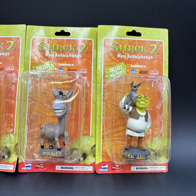 Full 2003 Collection 4 SHREK 2 Mini Bobbleheads New Sealed Original Packing 