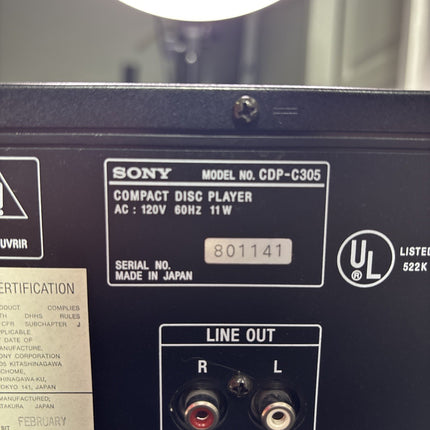 Vintage Sony CDP-C305 5-Disc Compact Disc CD Player/Changer - No Remote
