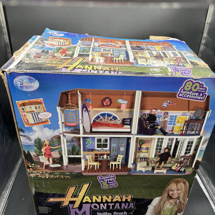 Disney Hannah Montana Malibu Beach House Doll House W/Furniture 2008 40x27
