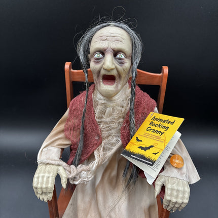 Pan Asian Creation Haunted Old Lady Rocking Chair Halloween Animated Talks Video
