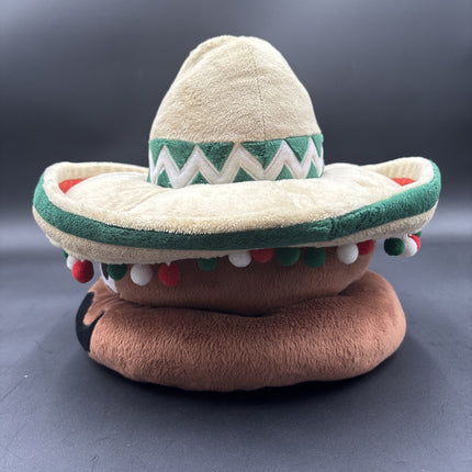 Rare Six Flags Poop Emoji Hat Plush With Sombrero & Mustache Mexican Style