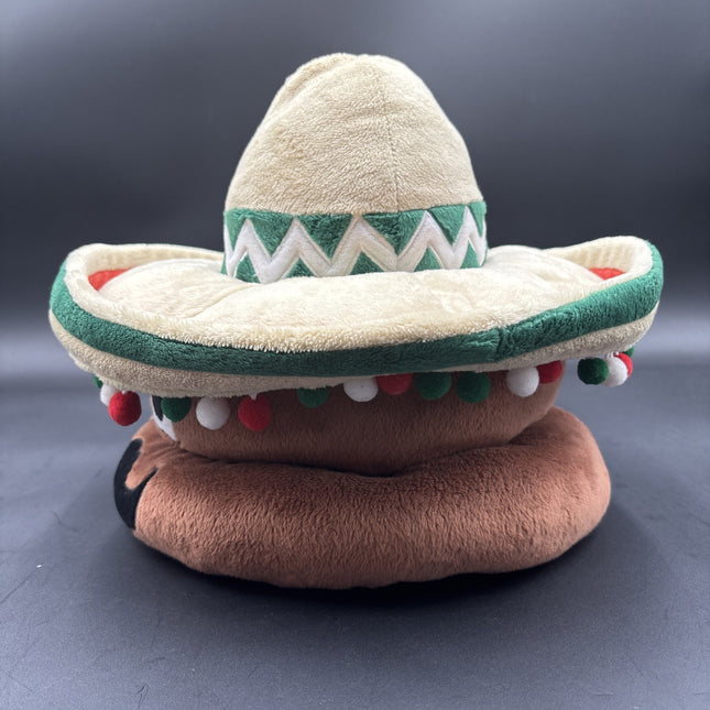 Rare Six Flags Poop Emoji Hat Plush With Sombrero & Mustache Mexican Style
