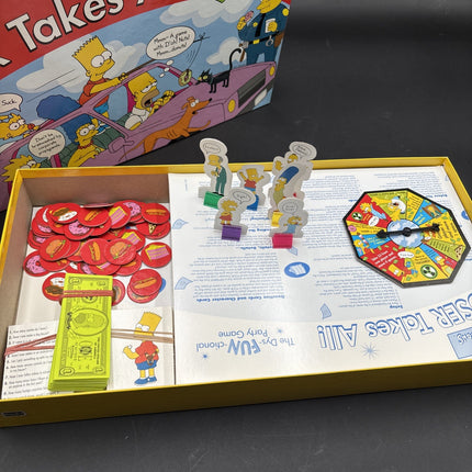 The Simpsons Loser Takes All Party Game COMPLETE RoseArt 2001 Homer Bart Marge