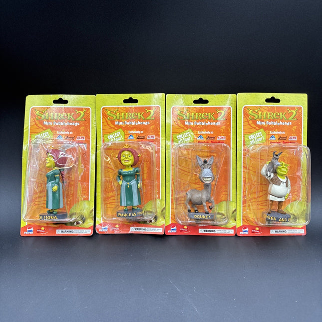 Full 2003 Collection 4 SHREK 2 Mini Bobbleheads New Sealed Original Packing 