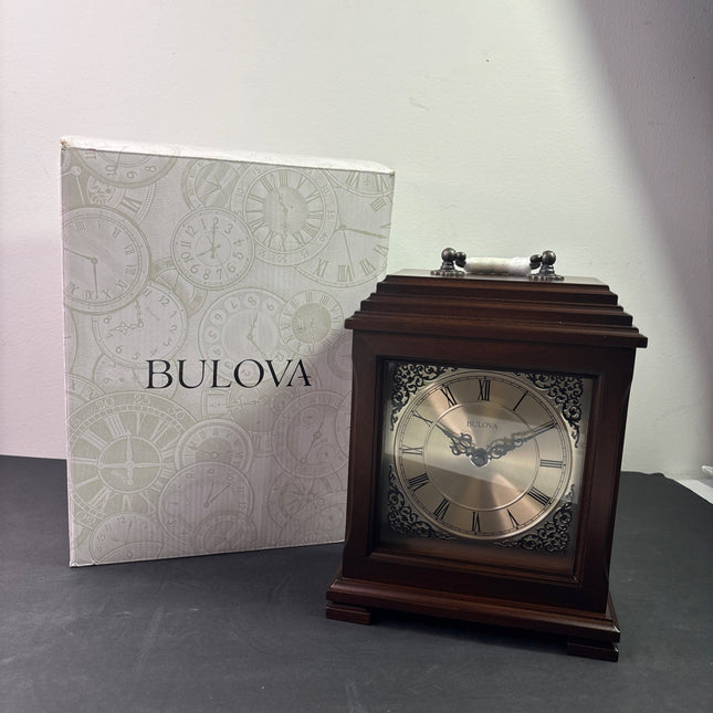 Bulova B1532 Docu t Tabletop Clock 12" Brown Finish BRAND NEW✅