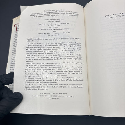 SIGNED! "THE GOOD WAR" AN ORAL HISTORY OF WORLD WAR TWO STUDS TERKEL 1st Edition