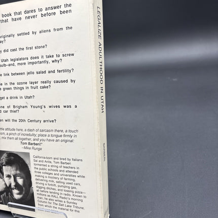 SIGNED Tom Barberi Book- “barberi Attempts To… Legalize Adulthood I’m Utah”