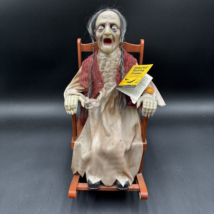 Pan Asian Creation Haunted Old Lady Rocking Chair Halloween Animated Talks Video