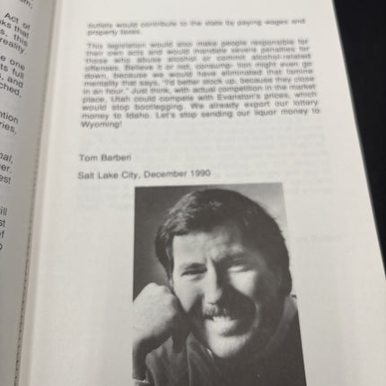SIGNED Tom Barberi Book- “barberi Attempts To… Legalize Adulthood I’m Utah”