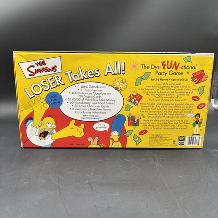 The Simpsons Loser Takes All Party Game COMPLETE RoseArt 2001 Homer Bart Marge