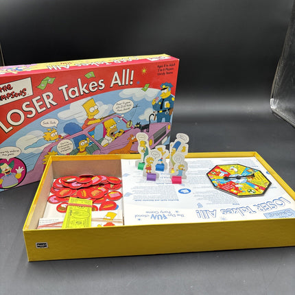 The Simpsons Loser Takes All Party Game COMPLETE RoseArt 2001 Homer Bart Marge