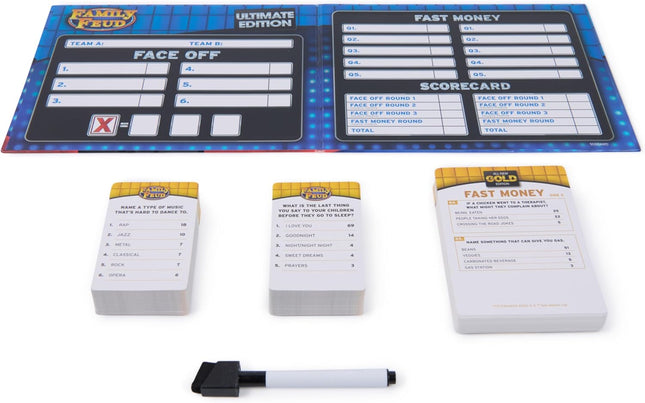 Spin Master Games, Family Feud: Ultimate Edition, Includes Tin Storage Box & 50 Bonus Questions, Friendly Competition Game, Family Game Night, 3+ Players, for Ages 8 & Up