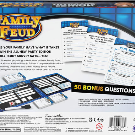 Spin Master Games, Family Feud: Ultimate Edition, Includes Tin Storage Box & 50 Bonus Questions, Friendly Competition Game, Family Game Night, 3+ Players, for Ages 8 & Up